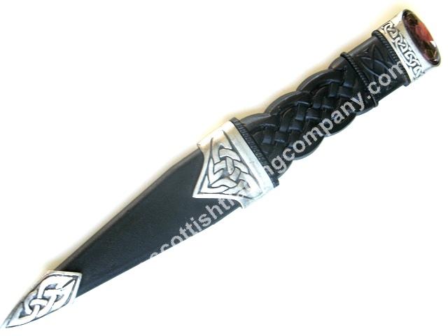 Celtic Knot Handle Stone Top Sgian Dubh - Click Image to Close