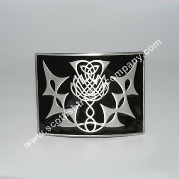 Highland Thistle Black Enamel Kilt Belt Buckle