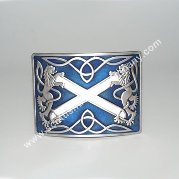 Highland Saltire Blue Enamel Kilt Belt Buckle - Click Image to Close