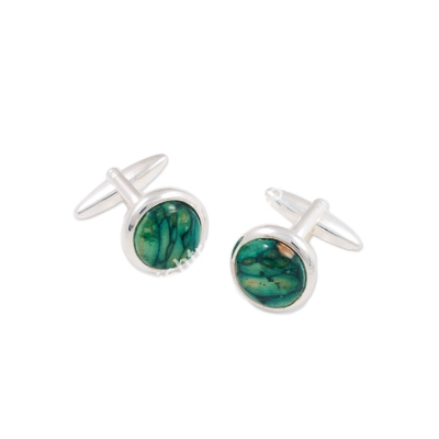 Heathergem Cirlcle Cufflinks - Click Image to Close