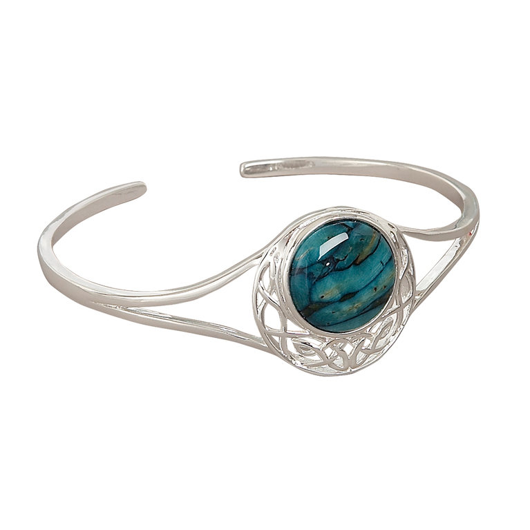 Heathergem Cormag Celtic Silver Plated Bangle - Click Image to Close