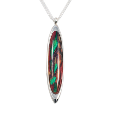 HeatherGem Long Oval Pendant - Click Image to Close