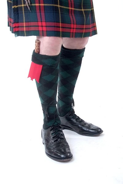 Tartan Green and Black Diced Kilt Hose