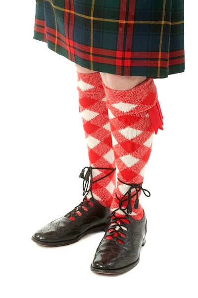Red and White Diced Kilt Hose