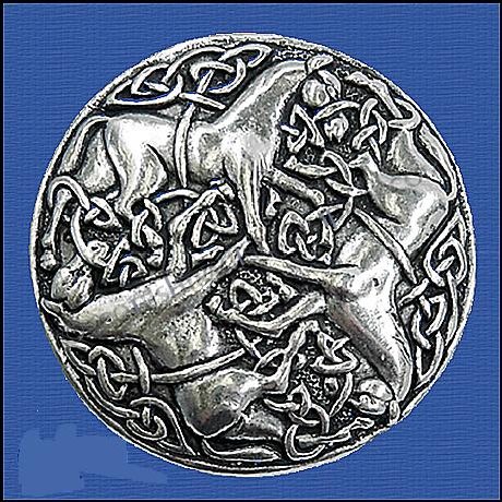 Celtic Horse Triskelion Brooch - Click Image to Close