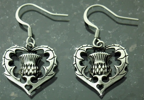 Scottish Heart Thistle Earrings
