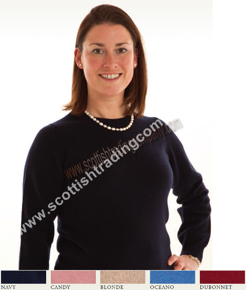 Ladies Crew Neck Lambswool Sweater - Click Image to Close