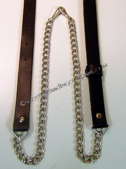 Regular Black Leather Sporran Chain Strap - Click Image to Close