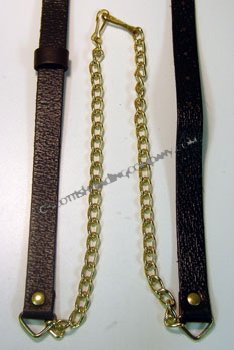 Black Leather Brass Chain Strap - Click Image to Close