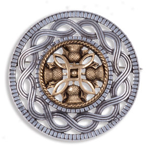 Antique Finish Celtic Knot with Thistle Brooch