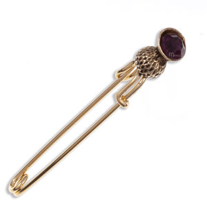 Gold Plated Thistle Kilt Pin - Click Image to Close