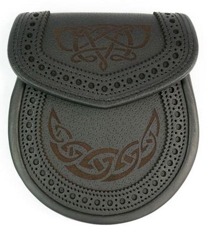 Celtic Knot Brouged Leather Sporran - Click Image to Close