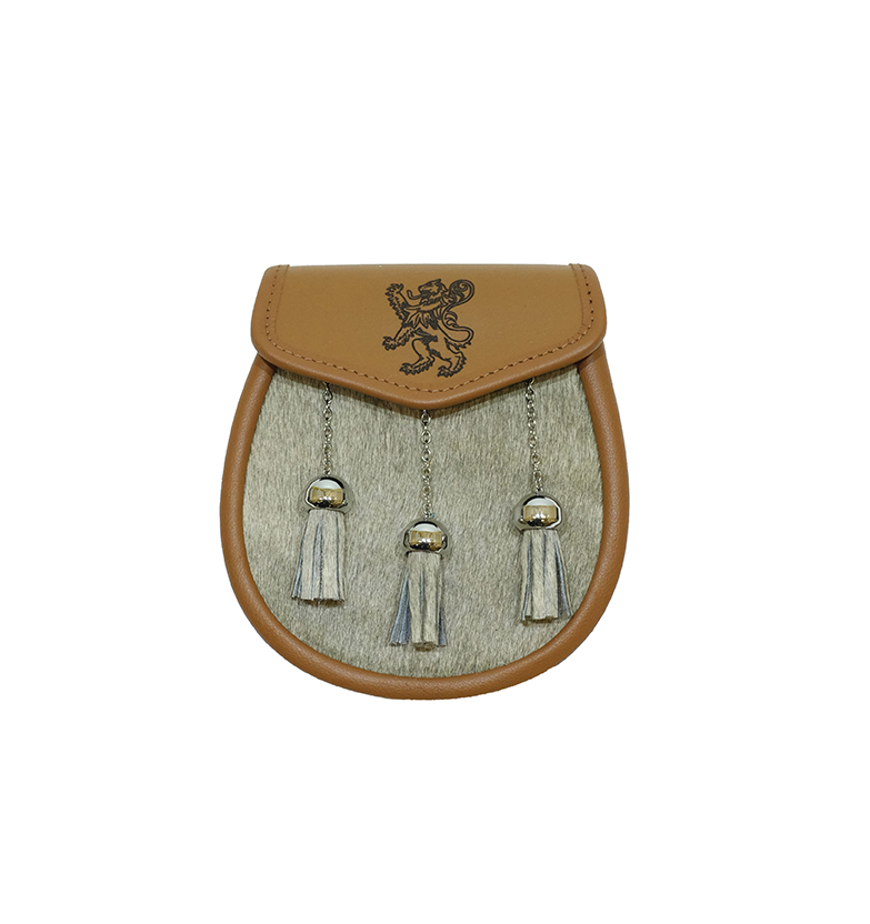 Scottish Lion Rampant Tan Fur Sporran