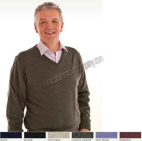 Men's Vee Neck Merino Wool Sweater