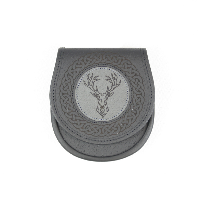 Classic Jacobite Stags Head Leather Sporran