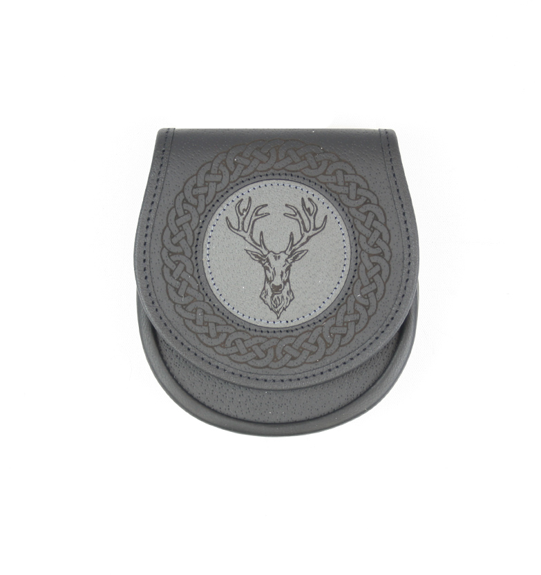 Classic Jacobite Stags Head Leather Sporran - Click Image to Close