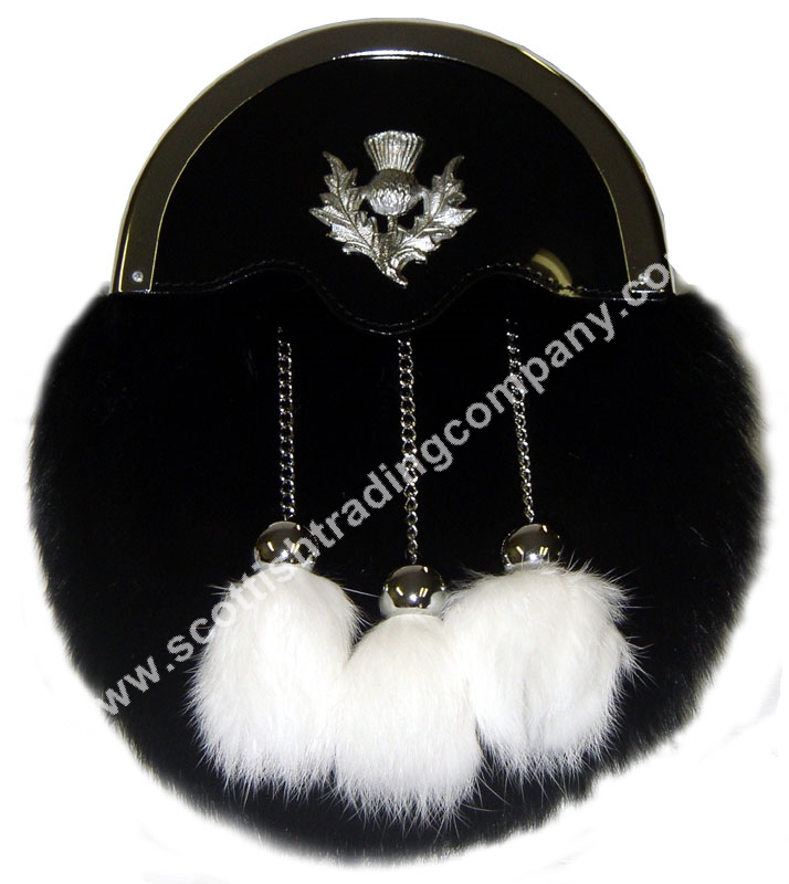 Black Rabbit with Thistle Badge Sporran - Click Image to Close