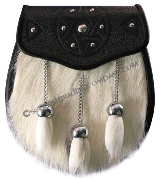 Calf Front Sporran with Fur Tassels - Click Image to Close