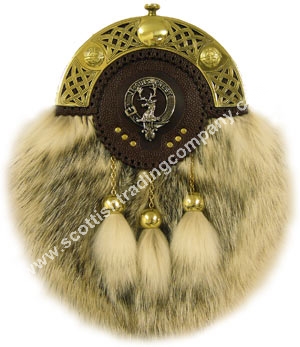 Badger and Targe Brass Clan Crested Sporran - Click Image to Close