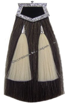 Grey Horsehair Sporran with White Tassels