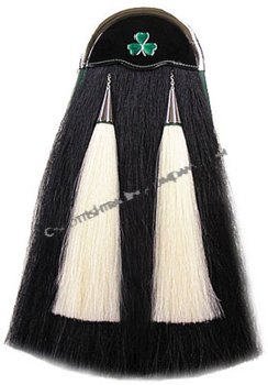 Black Horsehair Sporran with Shamrock