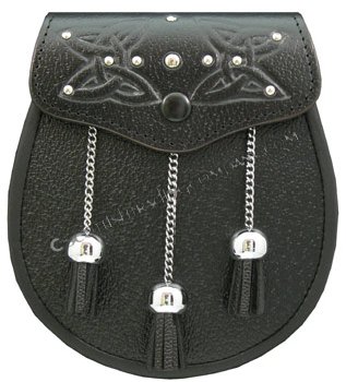 Black Leather Embossed Sporran