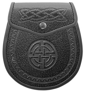 Black Leather Celtic Embossed Sporran