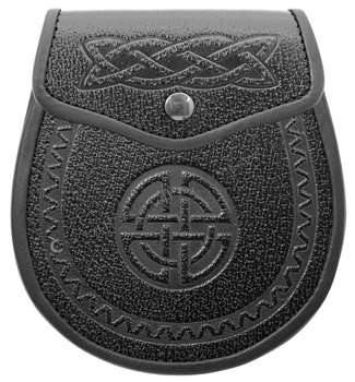 Black Leather Celtic Embossed Sporran