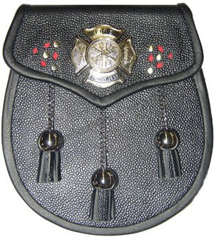 Firefighters Leather Sporran - Click Image to Close