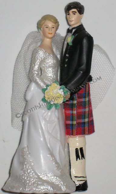 Custom Scottish Wedding Cake Topper Facing Couple