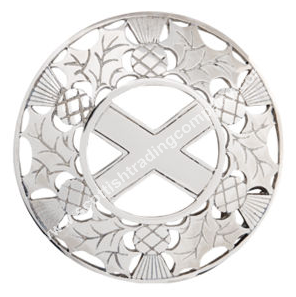 Scottish Thistle and Saltire Plaid Brooch