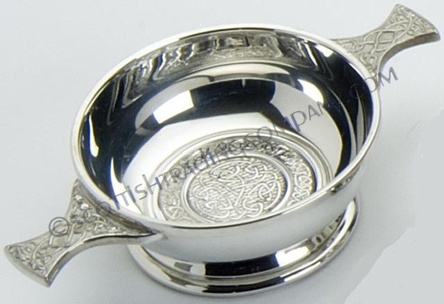 Celtic Beasties Quaich with Celtic Knot Insert - Click Image to Close