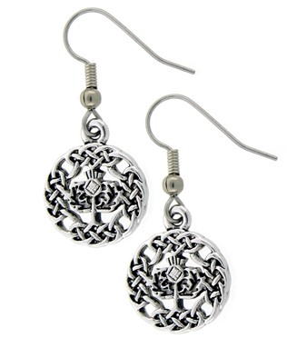 Celtic Scottish Thistle Earrings - Click Image to Close