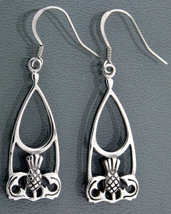 Scottish Thistle Drop Earrings - Click Image to Close