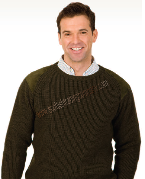 Men's Merino Heavy Weight Shoulder Patch Sweater - Click Image to Close