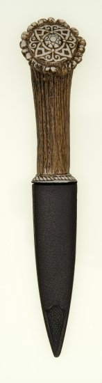 Celtic Pattern Stag Sgian Dubh Knife - Click Image to Close