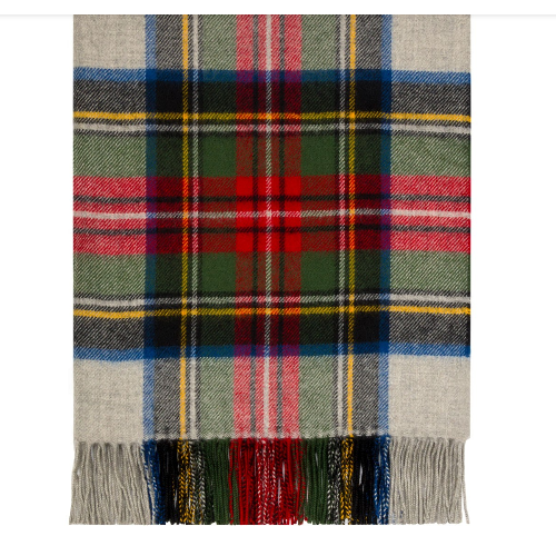 Stewart Silver Dress Tartan Lambswool Blanket - Click Image to Close