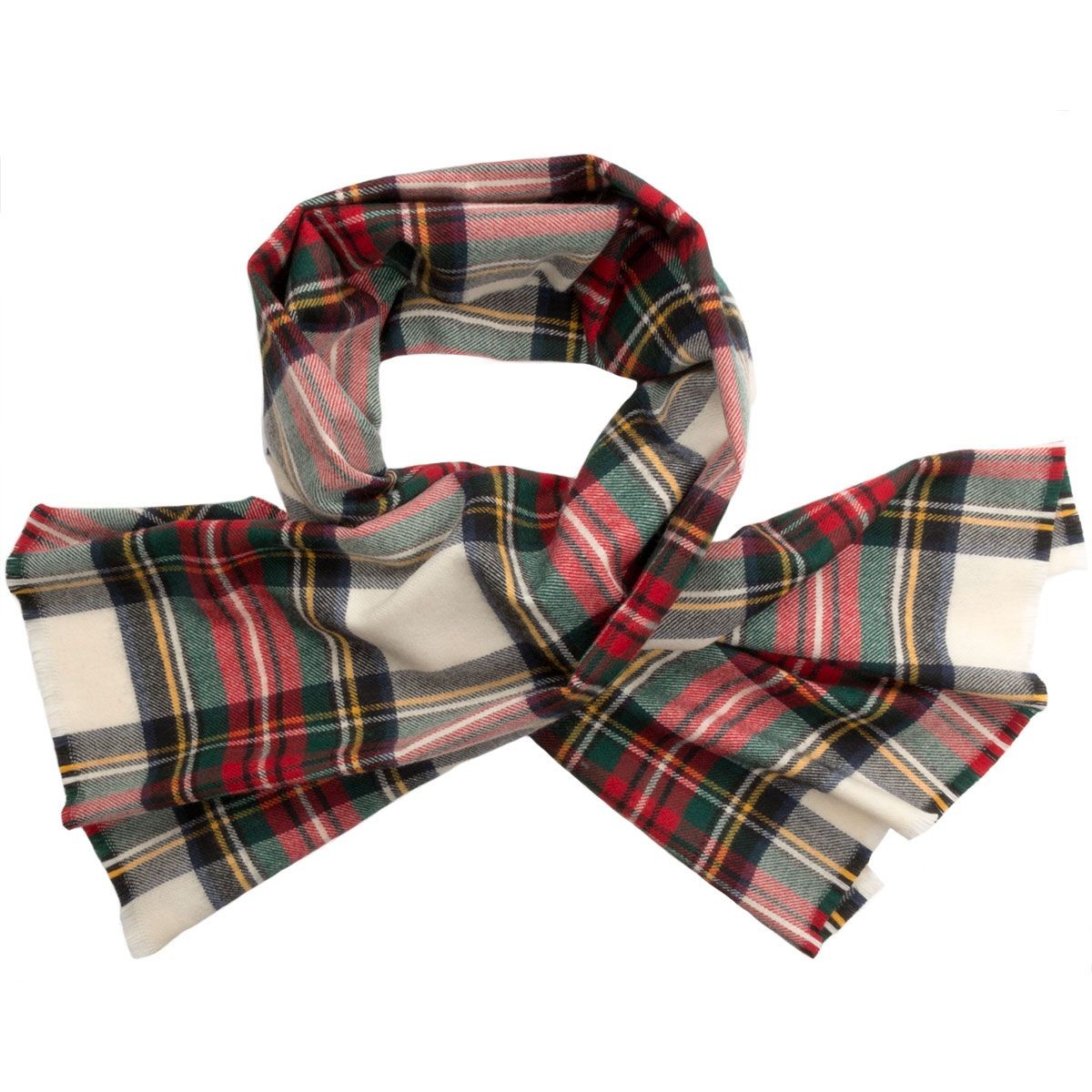 Ivory Plaid Tartan Lambswool Stole - Click Image to Close