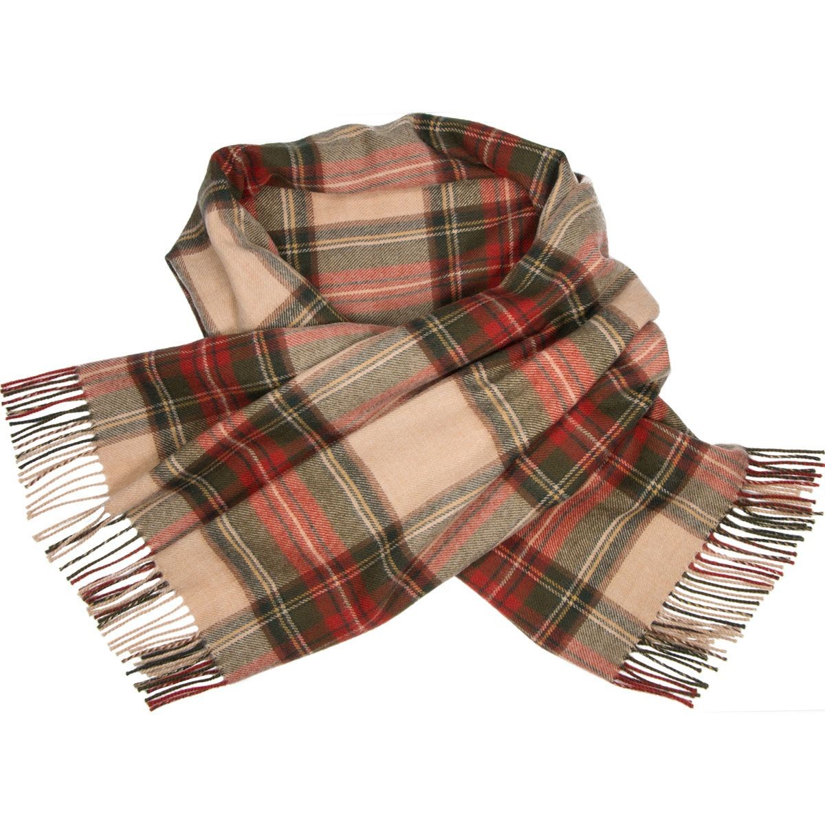 Stewart Camel Weathered Tartan Lambswool Stole