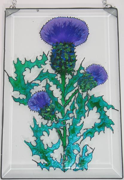 Scottish Thistles Sun Catcher - Click Image to Close