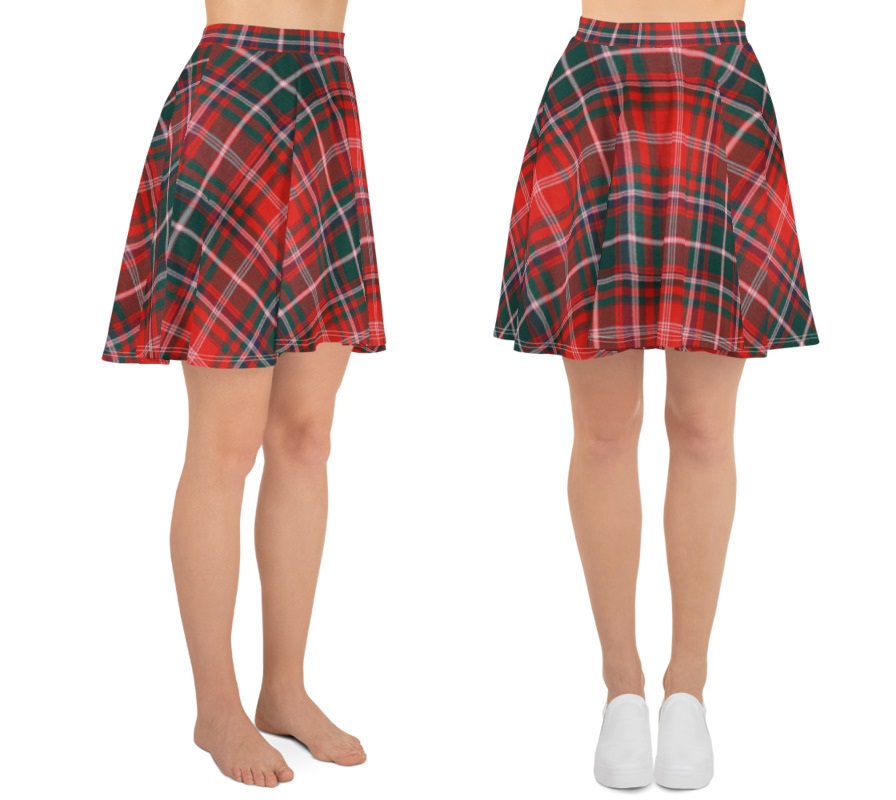 Custom Scottish Tartan Print Pleated Skirt - Click Image to Close